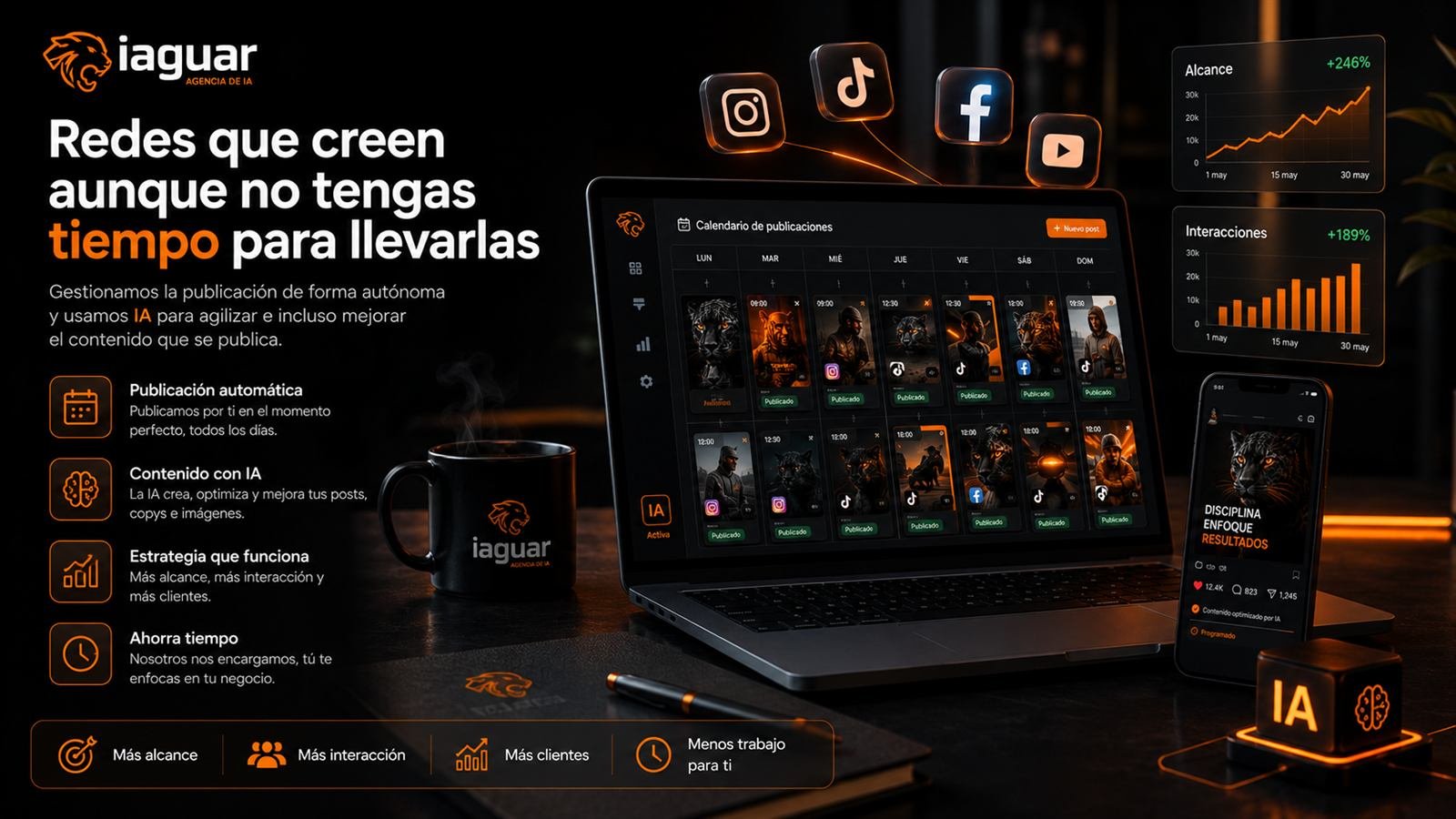 Gestión de redes sociales con IA para creadores de contenido